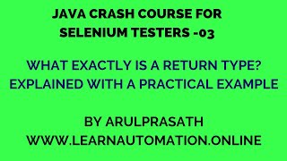 Java Crash course | 03 | Return Types Explained | Tamil | Java for Automation