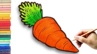 HOW TO DRAW A CARROT | VEGETABLE DRAWING | OIL PASTEL DRAWING