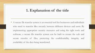 Secure File Transfer-OVERVIEW OF THE PROJECT