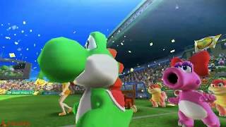Mario Sport Superstars(3DS) -Soccer -Tournament-Mushoom Cup -Team Yoshi vs Team Peach and Tema Mario