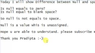 Difference Between NULL AND SPACE