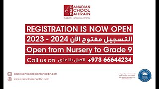 Admissions open from Nursery to Grade – 9 | Canadian School Bahrain | Academic 2023 - 2024