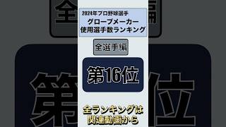 【16位タイ】2024年度グローブメーカー使用選手数ランキング全選手編第16位