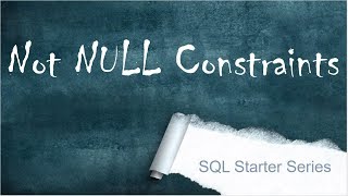3 Not Null Constraint