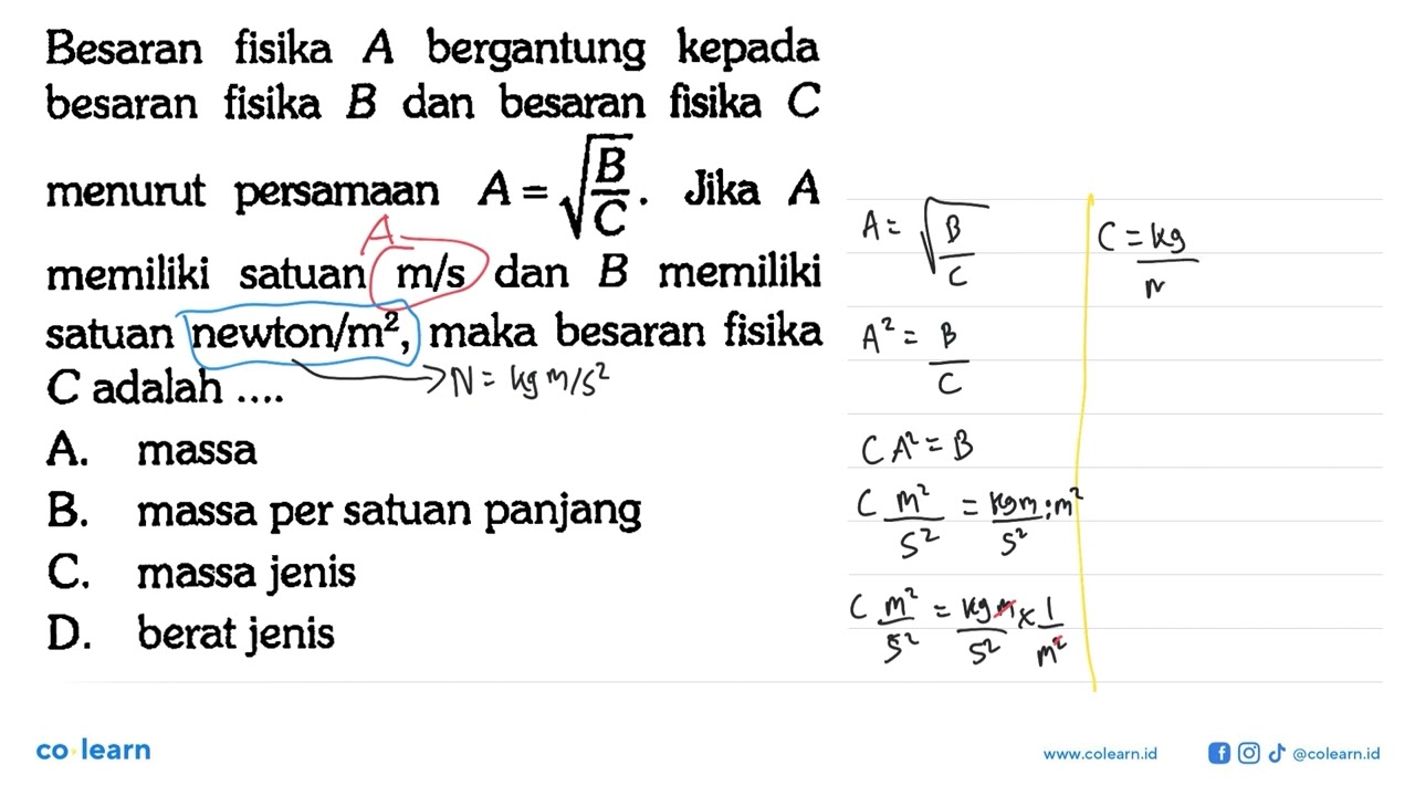 Besaran Fisika A Bergantung Kepada Besaran Fisika B Dan Besaran Fisika ...