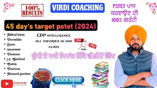 Pstet 45 day's target all intelligence theories for Pstet in one class| intelligence theories Pstet