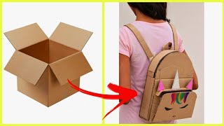 Diy Unicorn bag from cardboard || How  to make cardboard bag at home