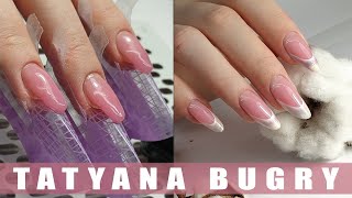 Beautiful French Manicure with Polygel | Nail Forms | Russian, E-file Manicure