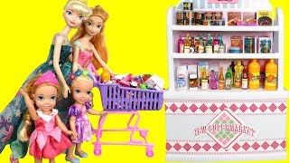 Mall SHOPPING ! Elsa and Anna toddlers at the Food Court - Beauty supplies - furniture- grocery