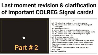 Part #2/3 Colreg Signal Light cards study \u0026 clarification. Last moment revision of imp cards!