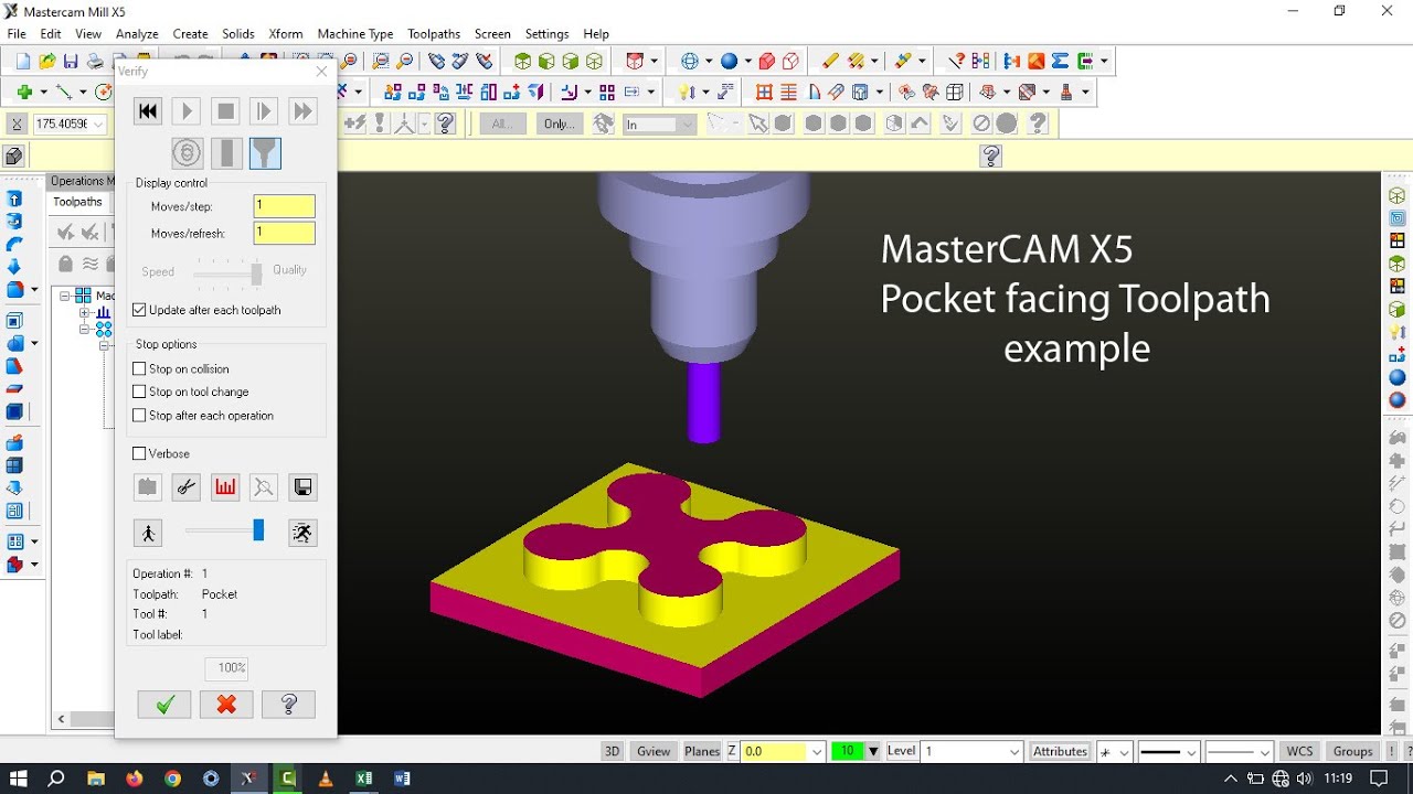 Mastercam X5 Pocket Facing Example Youtube