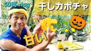 《かぼちゃチップス#396[前編]》干し南瓜作り/カボチャジャーキー【自然の暮らし/50代vlog】#自然栽培 #天日干し #ハロウィン