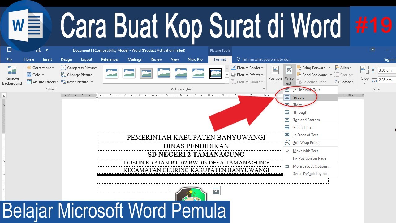 Belajar Microsoft Word 19# Cara Membuat Kop Surat Lembaga Di Word - YouTube