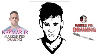 Drawing Neymar JR【Marker Pen Drawing】 Neymar jr Stencil Art ▶ Art Azad