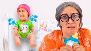 Granny finds a Baby and pretend to play parent by Chiko TV