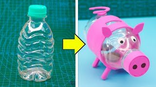 DIY Piggy bank from waste bottle easy ||  Make money bank with bottle at home @Craftube4u