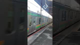 高崎駅を出発し、箱根の玄関口小田原駅を目指して、東戸塚駅を通り過ぎていく横須賀線Ｅ２３１系