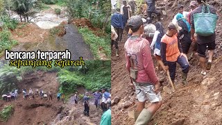 Perjalanan menelusuri jalan penuh longsoran sebanyak 28 titik, akibat bencana alam Petungkriyono