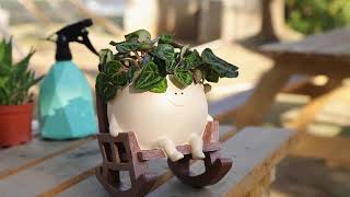 UMESONG Smily Face Planter Pot Cute Resin Flower Head Planters for Indoor Outdoor