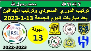 ترتيب الدوري السعودي وترتيب الهدافين ونتائج مباريات اليوم الجمعة 13-1-2023 الجولة 13