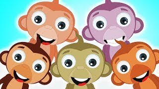 Five Little Monkeys Jumping On The Bed | Nursery Rhymes For Kids by HooplaKidz