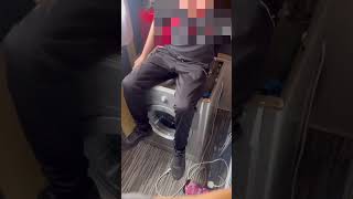 Indesit IWC61651 washing machine || LOST FOOTAGE: Guy sits on top of washer whilst SPINNING