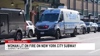 Woman lit on fire on fire on New York City subway