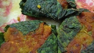 কুমড়ো পাতায় মটর ডালের বড়া 🧅🌶️// how to make kumro patai motor dal bora