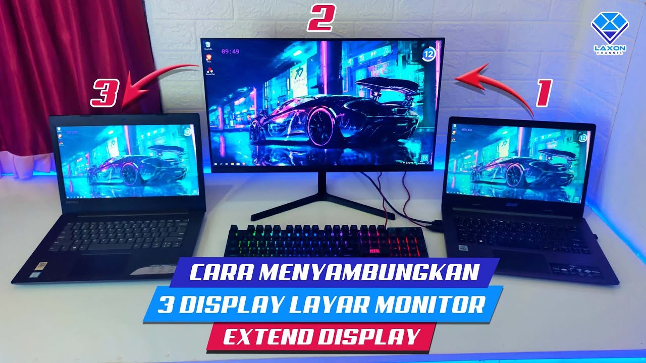 Cara Menyambungkan 3 Display Monitor Dan Extend Display Youtube