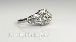 Art Deco Engagement Ring 1.72ct t.w. Old Mine Cut Diamond Anniversary Wedding Ring Platinum