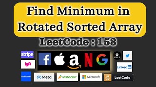 Array interview problem | Java Code | Find Minimum in Rotated Sorted Array :- Bind 75 : Leetcode 153