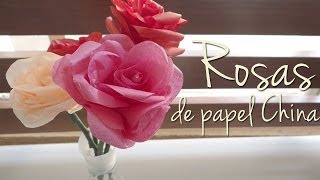 Como hacer rosas con papel china/crepe