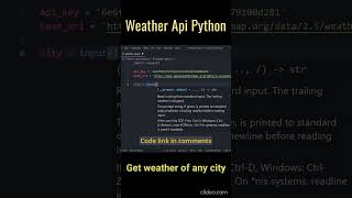 Get Real-time Weather Data for Any City: Python Weather API | #python #shorts
