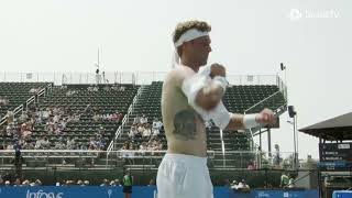 Liam Broady shirtless in Newport