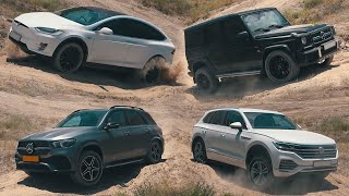 SUV Battle 2020: Tesla Model X, Mercedes G63 & GLE, BMW X5, Volkswagen Touareg, Toyota FJ Cruiser
