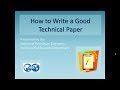 How To Write a Good Technical Paper