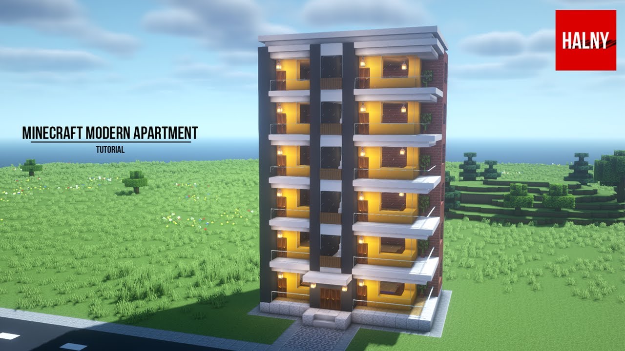 Modern Apartment Building In Minecraft Tutorial Youtube