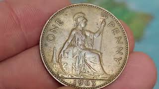 UK 1963 ONE PENNY COIN VALUE + REVIEW ELIZABETH II