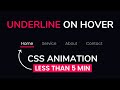 Draw Underline Link on Hover Effect | CSS Menu Hover Effect With Animation