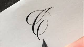 Letter C in copperplate calligraphy