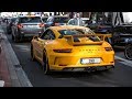 Porsche 991.2 GT3 with Akrapovic Exhaust - LOUD Accelerations & Downshifts !