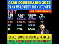 CSAB COUNSELLING 2023 | RANK VS LOWEST NIT/IIIT/GFTI | EXPECTED CUTOFF FOR LOWER BRANCH #shorts