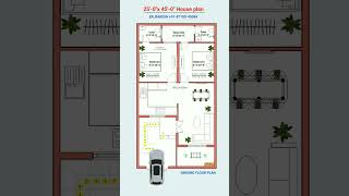 25x45 House Plan with 2 Bedroom, kitchen, puja, Hall, Living Room with Attached Toilet #shorts #home