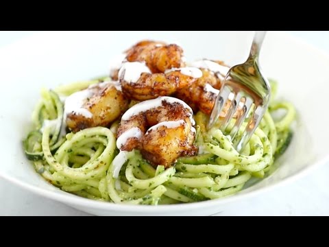 Spicy Shrimp with Pesto Noodles Recipe in 15 Minutes