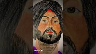 portrait drawing of Diljit dosanjh with pencil colour #shorts #trending