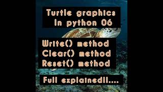 turtle graphics in python 06 || know about write, clear and reset methods || full explained