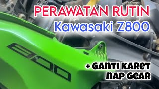 PERAWATAN MOGE Z800. SERVICE FILTER REM OLI COOLANT INJECTOR BAN RANTAI  DSB + GANTI KARET NAP GEAR