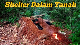 Membangun Pondok Pemburu Di Dalam Tanah | Shelter kerajinan semak dari Kayu dan Tanah liat