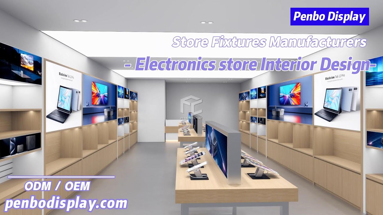 Modern Electronics Shop Interior Design Mobile Accessories Display