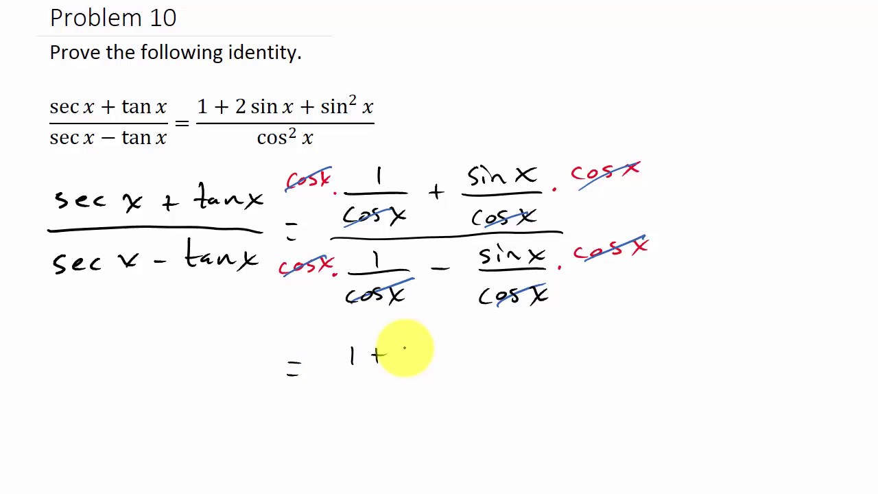 Proving Trigonometric Identities Example 10 - YouTube